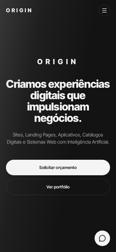 Página da ORIGIN exibida em um iPhone